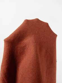 SHEIN Dam Napoleon-stil ärmlös stickad väst med polokrage, dubbelknäppning med metallknappar och ribbad fåll - Orange - Visa 6