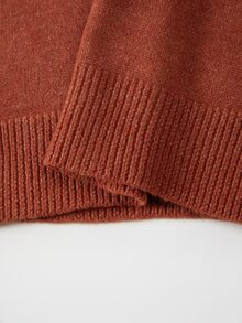 SHEIN Dam Napoleon-stil ärmlös stickad väst med polokrage, dubbelknäppning med metallknappar och ribbad fåll - Orange - Visa 7