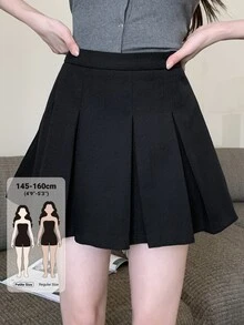 DAZY 女款素色休閒百搭日常穿著迷你裙 - 黑色 - 查看 1