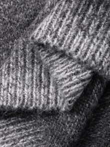 Livesso Petite Women's Striped Crew Neck Drop Shoulder Long Sleeve Casual Sweater Winter - Grey - View 8