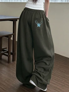 DAZY 女款彈性腰寬鬆休閒長褲 秋季 - 摩卡棕 - 查看 5