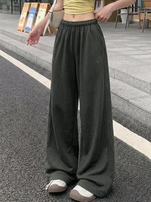 DAZY 女款彈性腰寬鬆休閒長褲 秋季 - 摩卡棕 - 查看 4