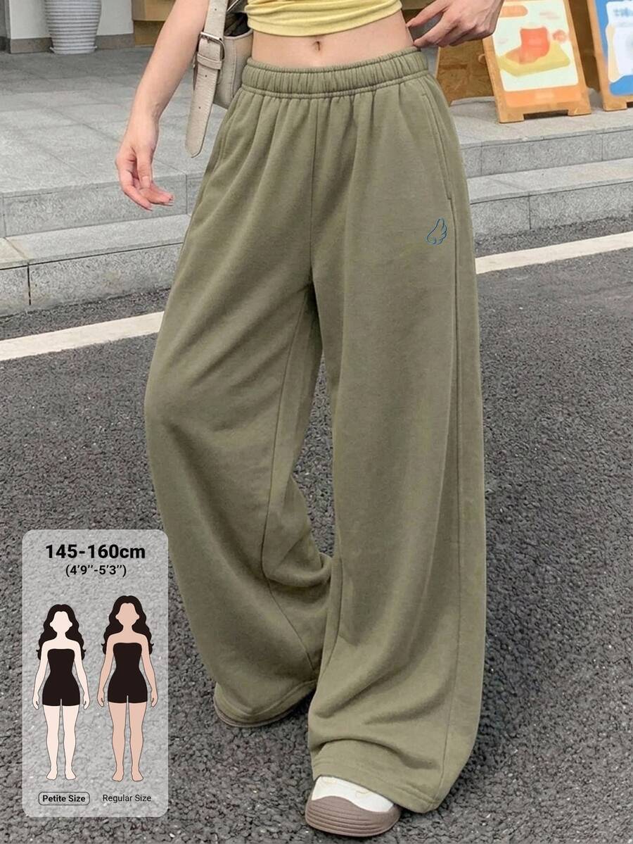 DAZY 女款彈性腰寬腿寬鬆休閒長褲 秋季 - 卡其色 - 查看 1
