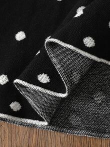 SHEIN 女童波點秋冬保暖內裡加厚簡約連身裙 - 黑與白 - 查看 9