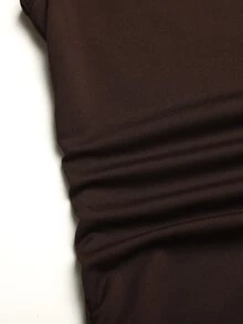 Firerie Kids Firerie Kids Tween Girl Brown Knit Casual Elegant Asymmetric Neck Metal Button Decor Ruched Waist Bodycon Maxi Dress, Suitable For Outings And Gatherings - Brown - View 3