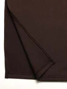 Firerie Kids Firerie Kids Tween Girl Brown Knit Casual Elegant Asymmetric Neck Metal Button Decor Ruched Waist Bodycon Maxi Dress, Suitable For Outings And Gatherings - Brown - View 4