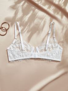 Charlaine 1pc French Sexy Lace Push-Up Lift-Up Wireless Bra For Women - White - View 8