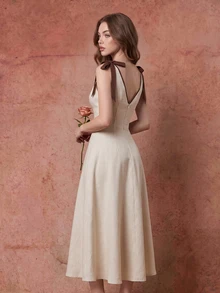 SHEIN MOD Women's Colorblock Casual Daily Summer Long Dress - Apricot - View 7