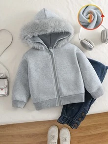 少女連帽衛衣 Y2K 可愛上衣 長袖上衣 秋季服飾 連帽夾克 抓絨內裡 加厚款 - 灰色 - 查看 5