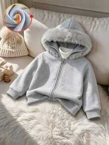 少女連帽衛衣 Y2K 可愛上衣 長袖上衣 秋季服飾 連帽夾克 抓絨內裡 加厚款 - 灰色 - 查看 8