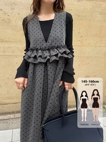 DAZY Women's Polka Dot Pleated Casual Party & Travel Midi Dress - Grey - View 1