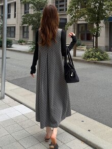 DAZY Women's Polka Dot Pleated Casual Party & Travel Midi Dress - Grey - View 4