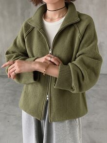 DAZY Women's Solid Color Casual Versatile Daily Wear Cardigan - Green - View 9