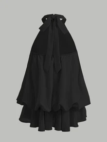 Firerie Kids Firerie Kids Tween Girl Black Halter Tie Mini Dress - Black - View 2