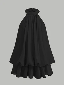 Firerie Kids Firerie Kids Tween Girl Black Halter Tie Mini Dress - Black - View 6