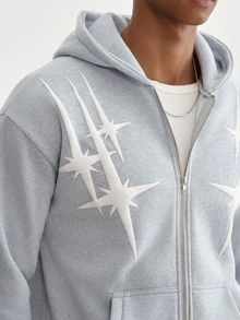 TOKVUE Men's INS Hot-Selling Star Foam Sweatshirt, Boyfriend/Husband Gift, Party & Travel - Light Grey - View 6