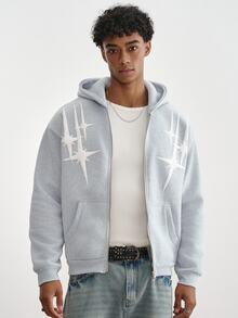 TOKVUE Men's INS Hot-Selling Star Foam Sweatshirt, Boyfriend/Husband Gift, Party & Travel - Light Grey - View 3