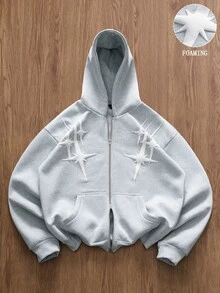 TOKVUE Men's INS Hot-Selling Star Foam Sweatshirt, Boyfriend/Husband Gift, Party & Travel - Light Grey - View 2