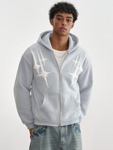 TOKVUE Men's INS Hot-Selling Star Foam Sweatshirt, Boyfriend/Husband Gift, Party & Travel - Light Grey - View 5
