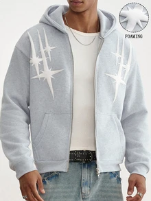 TOKVUE Men's INS Hot-Selling Star Foam Sweatshirt, Boyfriend/Husband Gift, Party & Travel - Light Grey - View 1
