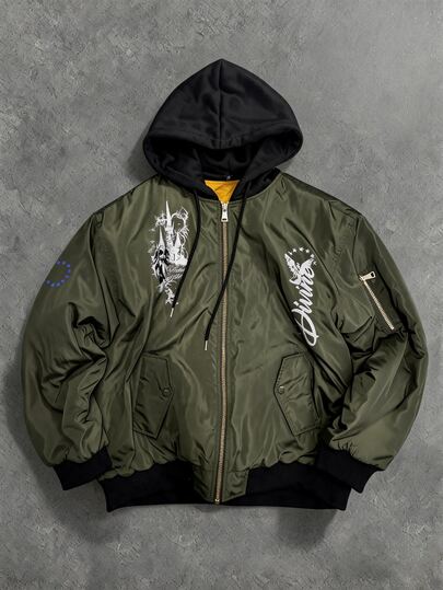 Veste à capuche imprimée zippée pour homme, mode automne/hiver