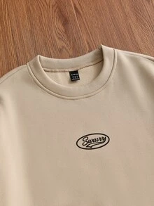SWAVVY Men's Knitted Fashion Daily Young Casual Loose Long Sleeve Thermal Lined Autumn/Winter Sweatshirt - Light Khaki - View 5