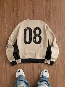SWAVVY Men's Knitted Fashion Daily Young Casual Loose Long Sleeve Thermal Lined Autumn/Winter Sweatshirt - Light Khaki - View 3