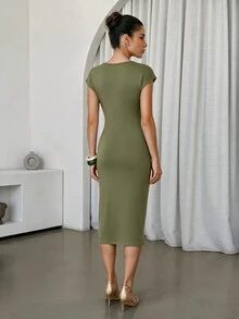 Lavishia Vestido verde mini ajustado de Día de San Patricio para mujer, de verano - Verde militar - Ver 3