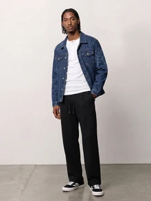 VOXRYNE Men'S Long Sleeve Single Breasted Denim Jacket - Dark Wash - View 7