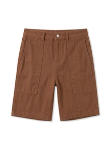 Zalmeno Men's Relaxed Fit Pockets Loose American Casual Denim Shorts - Brown - View 7