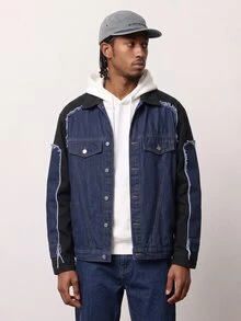 Zalmeno Casual Loose Denim Jacket, Minimalist & Fashion For Daily Wear - Multicolor - View 8