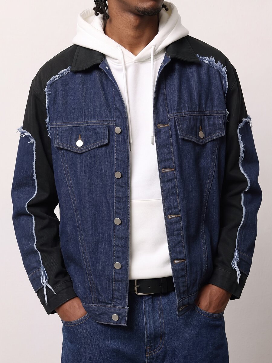 Zalmeno Casual Loose Denim Jacket, Minimalist & Fashion For Daily Wear