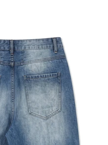 Zalmeno Men's Casual Loose Straight Fit Pocketed Baggy Jeans - Medium Wash - View 9