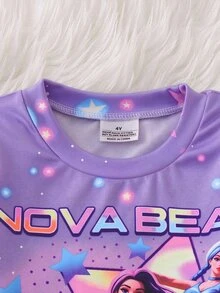[6 Sets Randomly Sent 1 Set]Young Girls Pajamas Cartoon Glow-In-The-Dark Print Long Sleeve Long Pants Knit Snug Fit Sleepwear Home Set - Multicolor - View 5