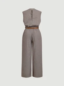 SHEIN MOD Plus Size Women Plaid Print Jumpsuit With Free Belt, Straight Leg - Multicolor - View 3