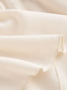 SHEIN MOD Plus Size Creamy Apricot Asymmetrical Ruffle Hem Drawstring Pleated Layered Party Skirt Fall - Apricot - View 7