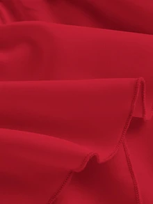 SHEIN MOD Plus Size Women's Solid Color Asymmetric Ruched Drawstring Pleated Layered Party Skirt Fall - Red - View 6