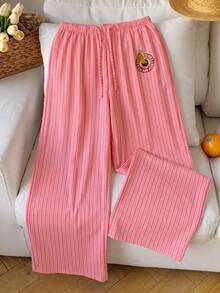 TOM & JERRY X SHEIN SHEIN EZwear Plus Size Striped Drawstring Waist Casual Long Pants For Beach Vacation, Holiday Fall - Multicolor - View 5