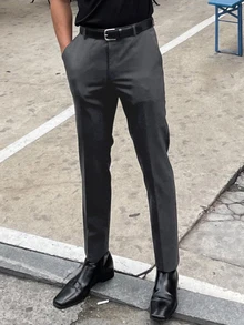 DAZY Men Suit Pants Kantong Plain - Dark Grey - View 4