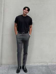 DAZY Men Suit Pants Kantong Plain - Dark Grey - View 5