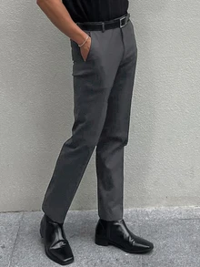 DAZY Men Suit Pants Kantong Plain - Dark Grey - View 2