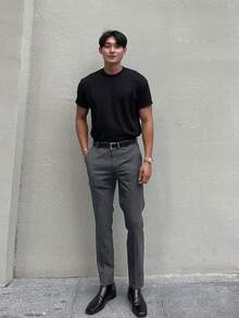 DAZY Men Suit Pants Kantong Plain - Dark Grey - View 3