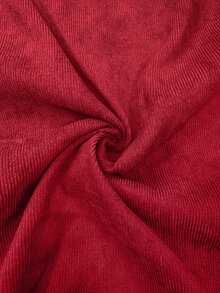 SHEIN LUNE 聖誕休閒通勤女款刺繡長袖燈芯絨襯衫，秋冬日常基礎時尚外出穿搭 - 紅色 - 查看 9