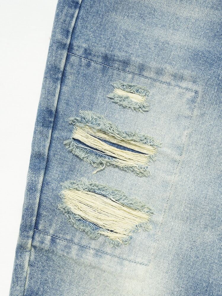 Colvenic Men's Fashion Casual Luxury Retro Design Washed Distressed Flare Jeans - Medium Wash - View 8