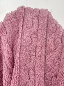 SHEIN CURVE+ Plus Size Women's Casual Rabbit Ear Plush Jumpsuit Christmas - Pink - View 8
