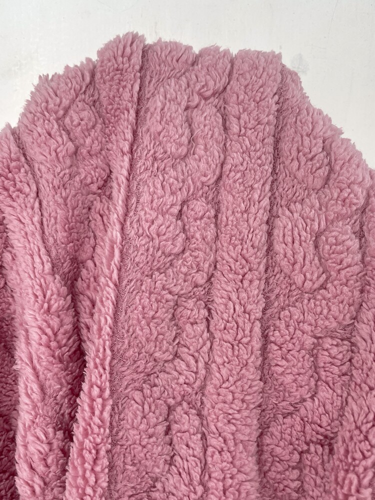 SHEIN CURVE+ 大尺碼女款休閒兔耳毛絨連身褲聖誕款 - 粉色 - 查看 8