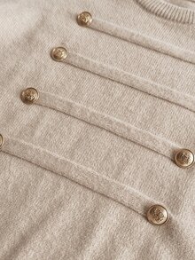 SHEIN EZwear Women's Solid Color Casual Versatile Daily Long Sleeve Sweater - Apricot - View 10