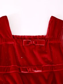 Girls' New Elegant Fashion Princess Style Black Mesh Dress - Red - View 6