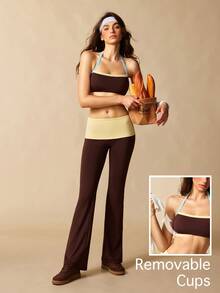 VARSIVA Women's Colorblock Halter Top And Leggings Casual Daily Sports Activewear Set - Multicolor - View 3