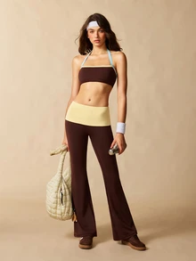 VARSIVA Women's Colorblock Halter Top And Leggings Casual Daily Sports Activewear Set - Multicolor - View 7